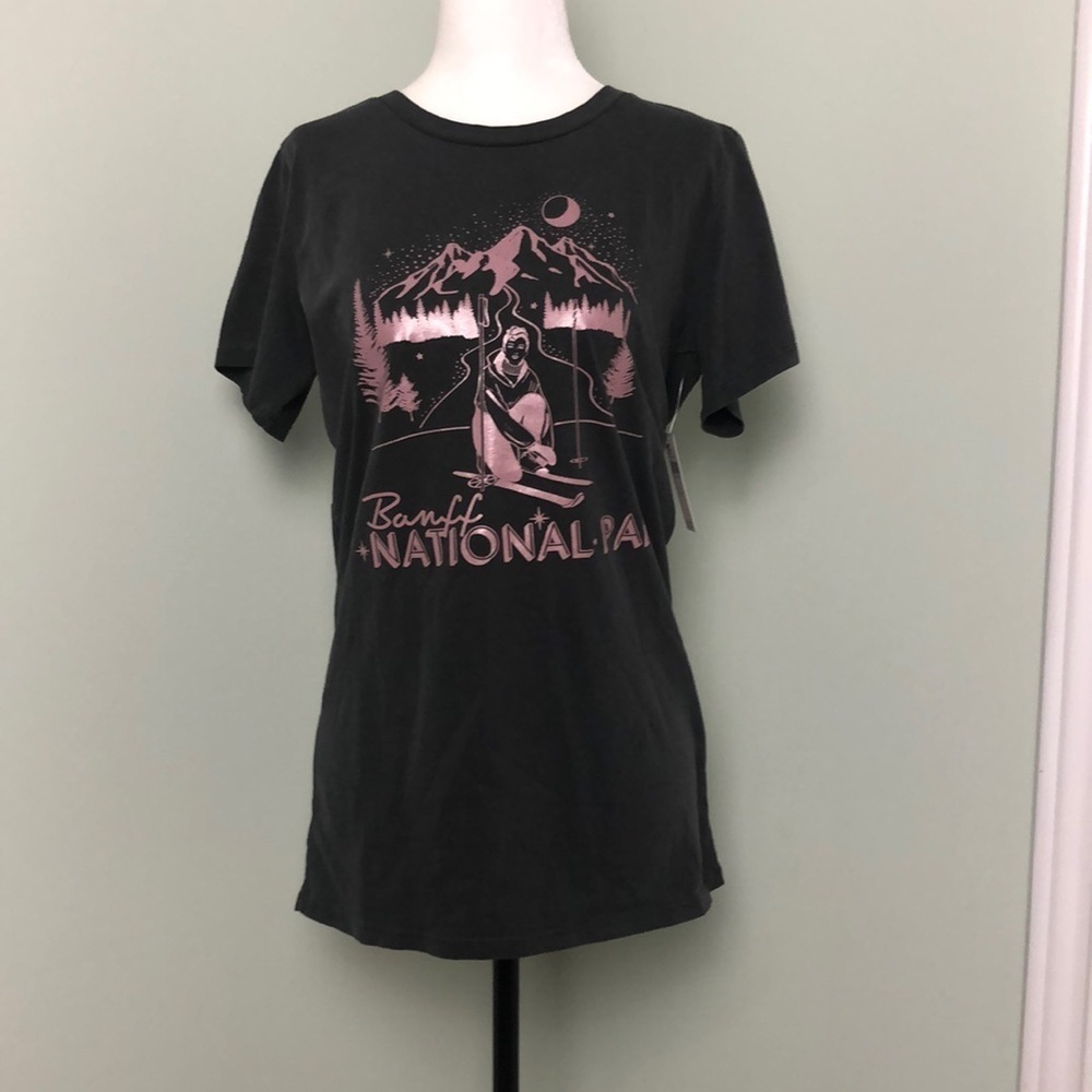 💚 M 💚 NWT Banff Ski Shimmer Graphic Anthro Tee